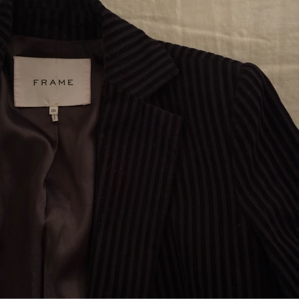 Frame Velvet Striped Black Blazer